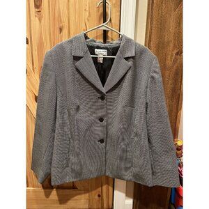 Pendleton Plaid 100% Virgin Wool Black White Checked Blazer Women's PLUS 18W